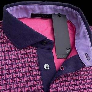 Greyson Golf $118 Monogram Print Short Sleeve Polo Shirt Sasanqua Size XL